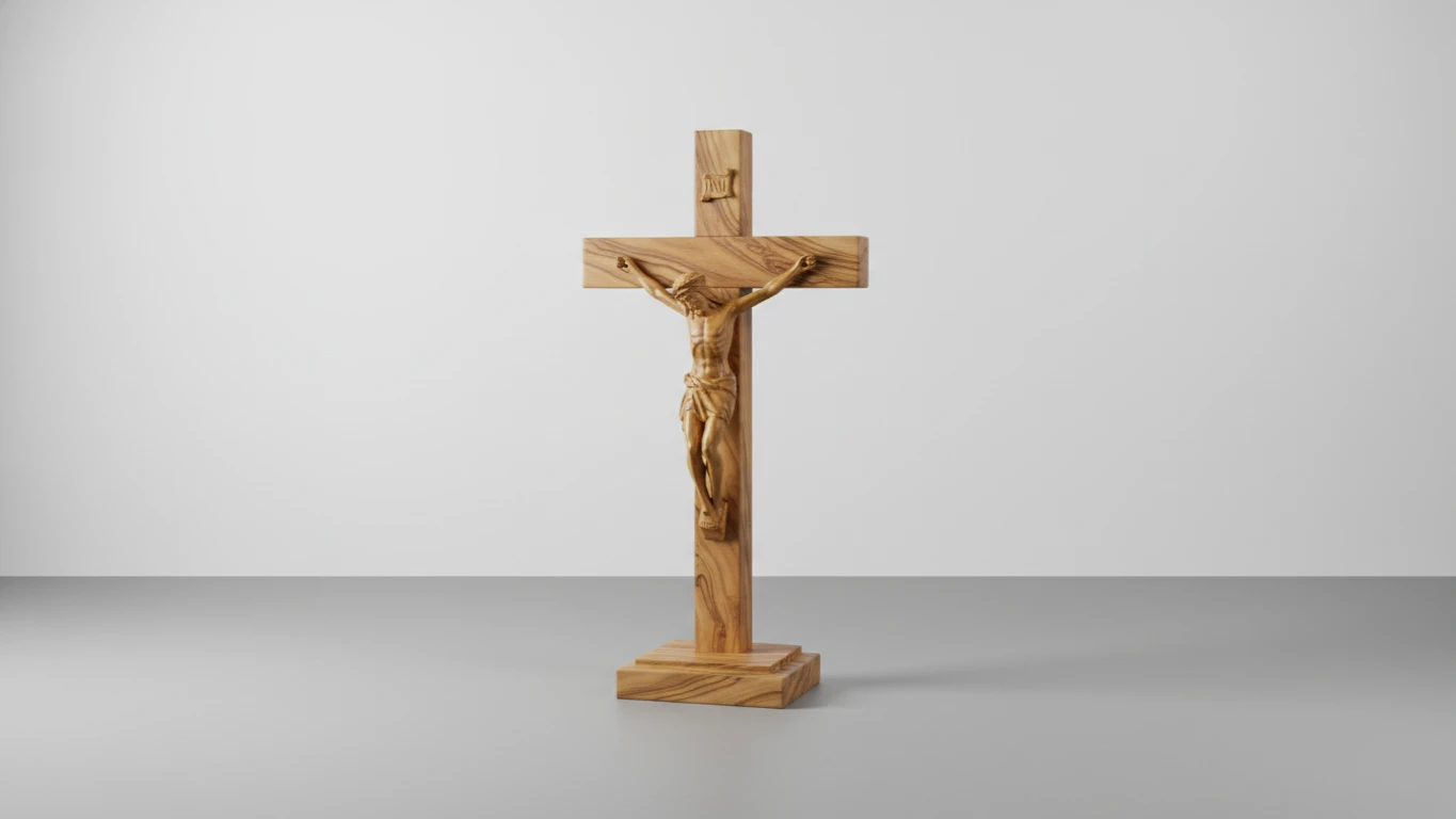 Crucifixo de Mesa em Madeira de Oliveira