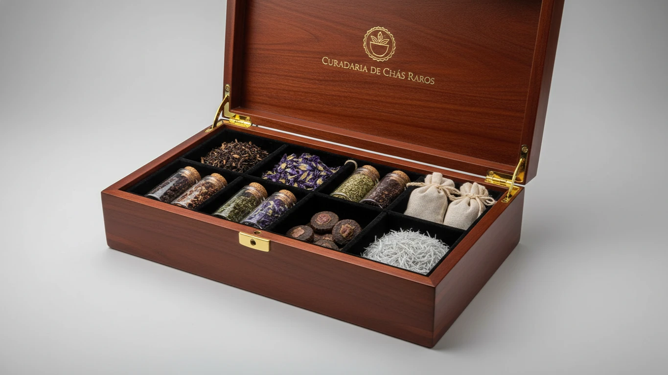 Curadoria de Chás Raros em Estojo de Madeira