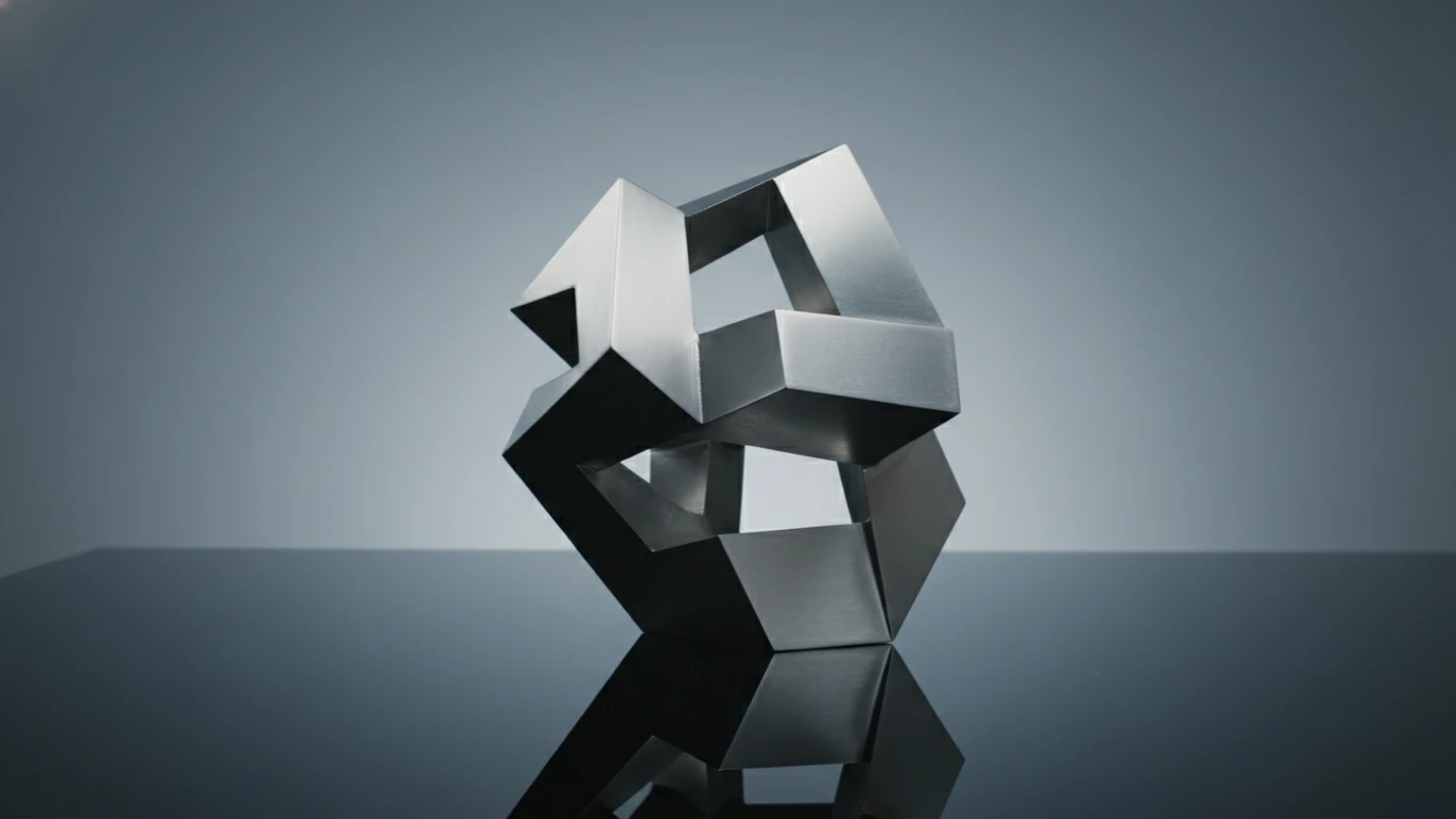 Escultura Geométrica de Metal de Mesa