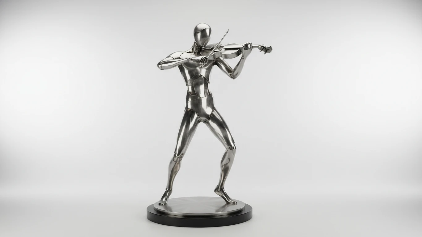 Escultura de Metal de Violinista