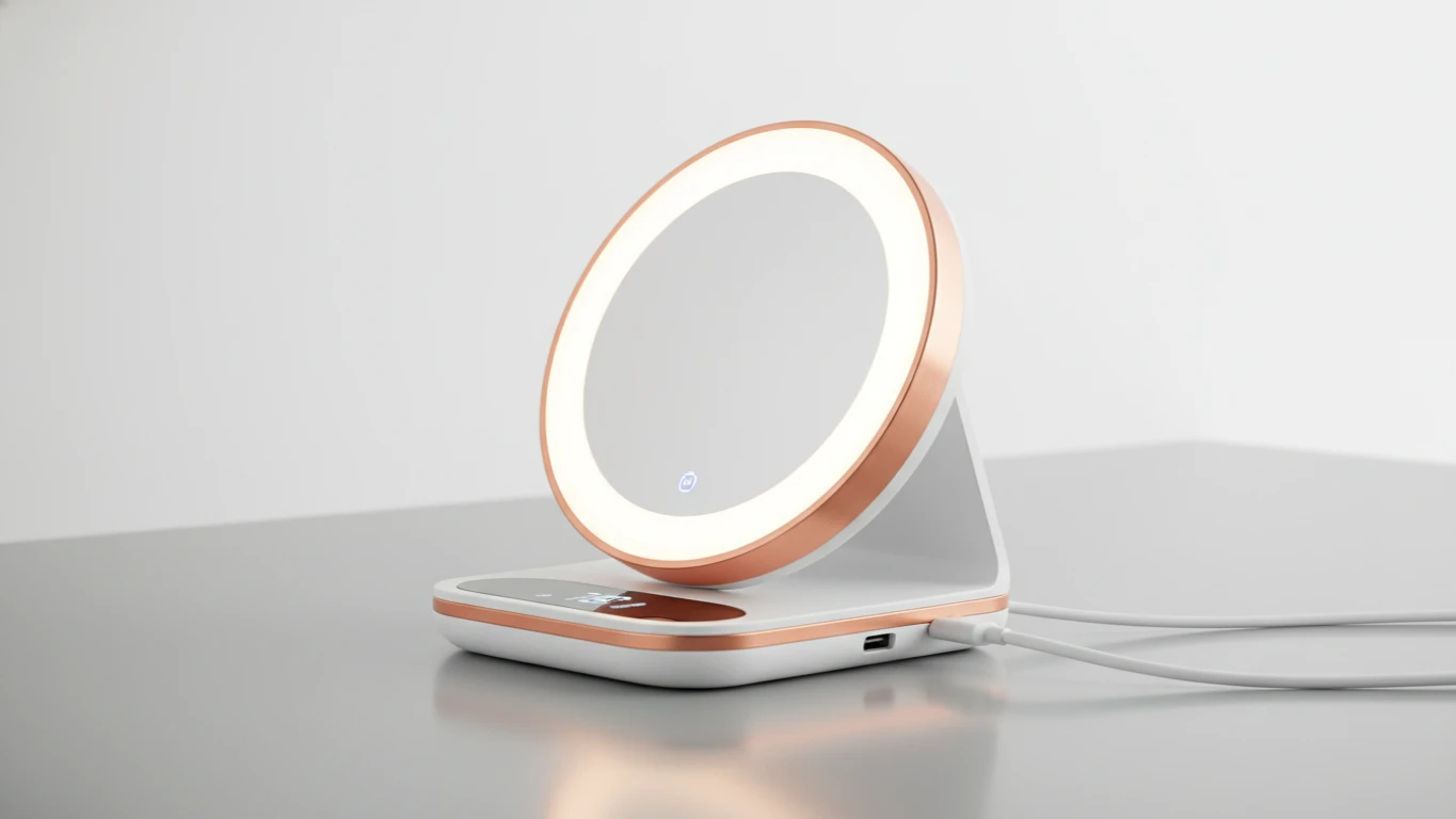 Espelho de Maquiagem com LED e Power Bank Integrado