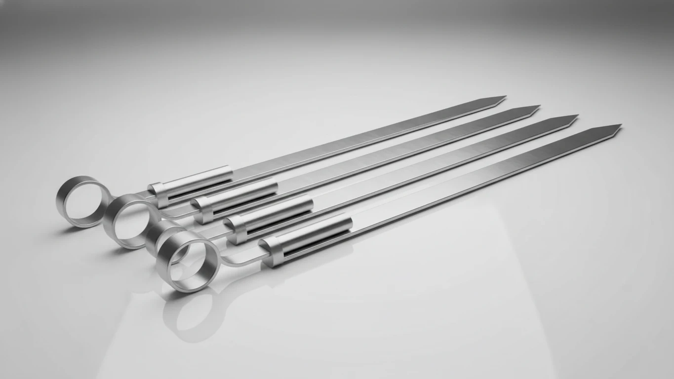 Espetinhos de Inox com Slider de Limpeza