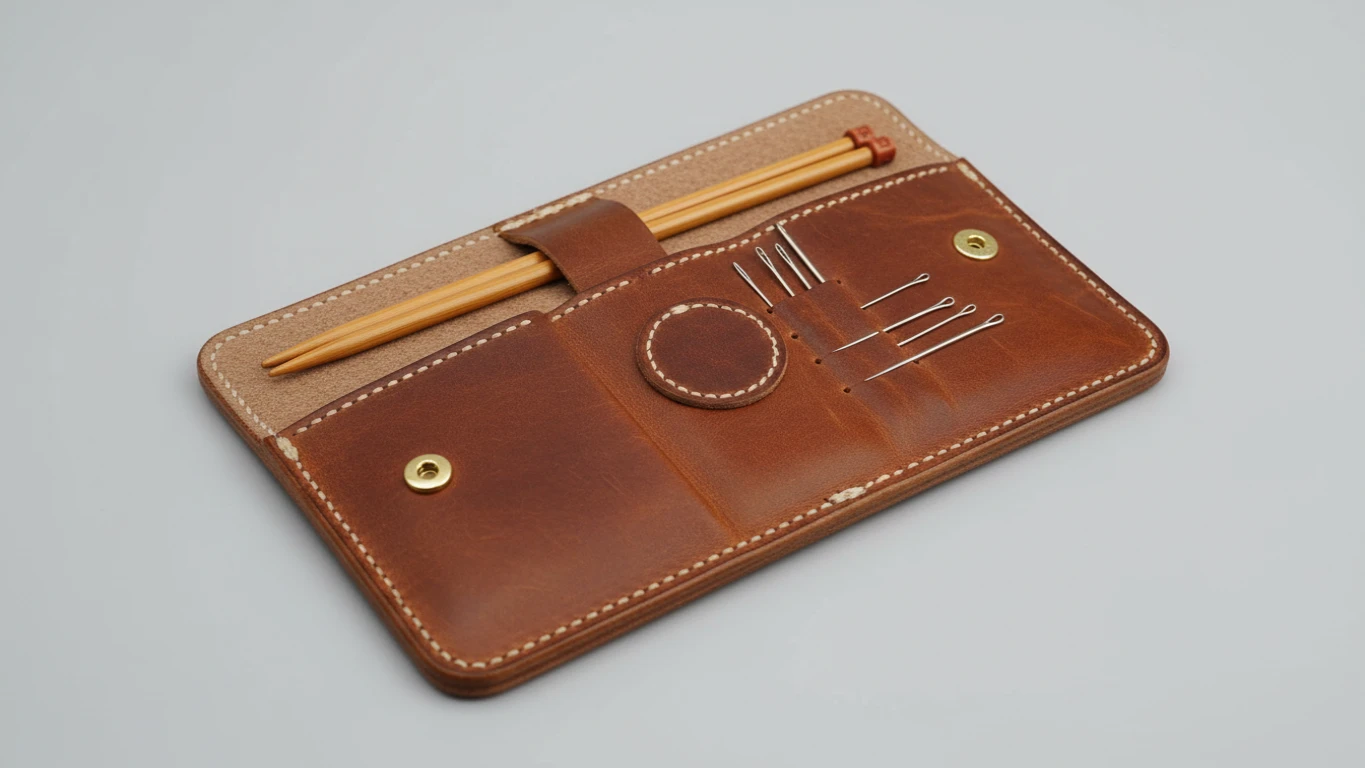 Estojo Organizador de Agulhas em Couro