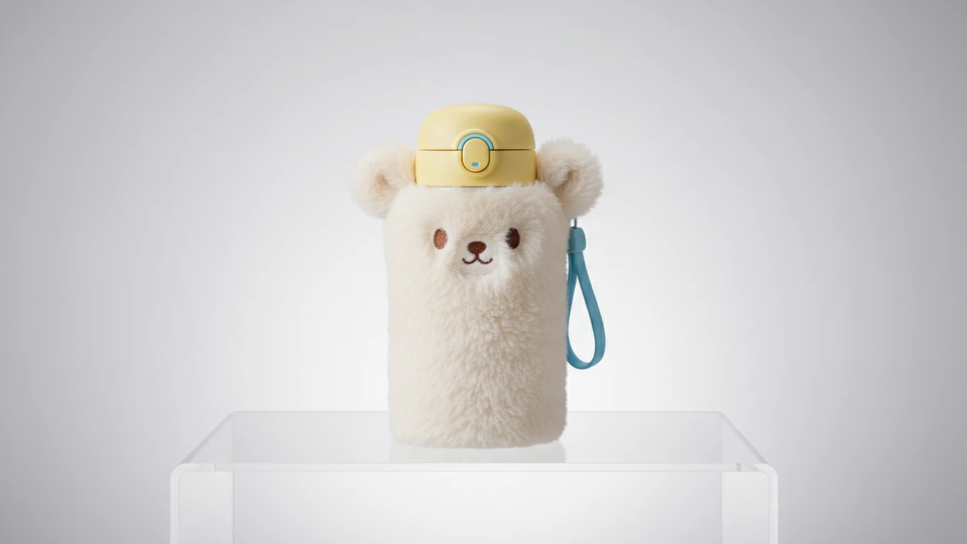 Garrafa Térmica Infantil com Capa de Pelúcia