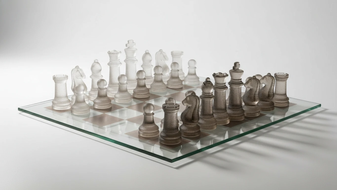 Jogo de Xadrez em Vidro Jateado