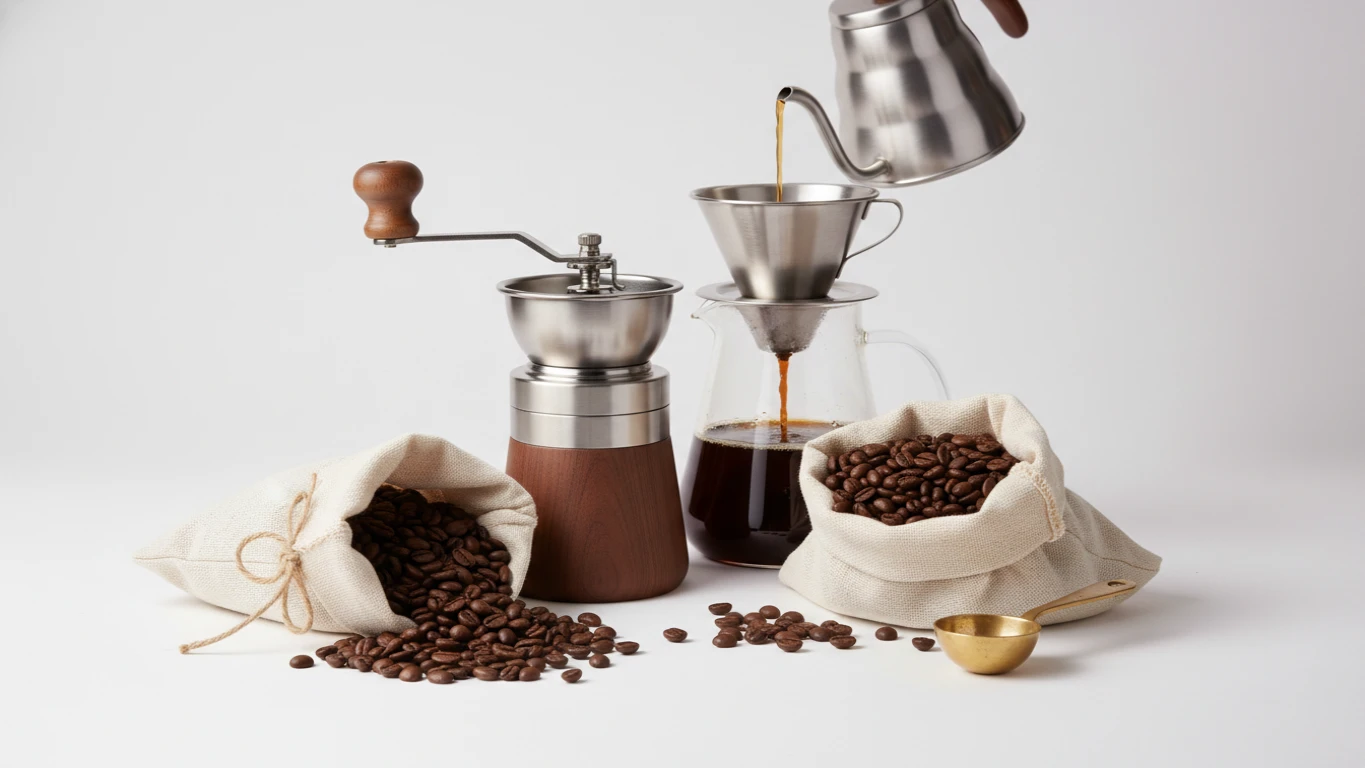 Kit de Café Gourmet com Moedor e Grãos Selecionados