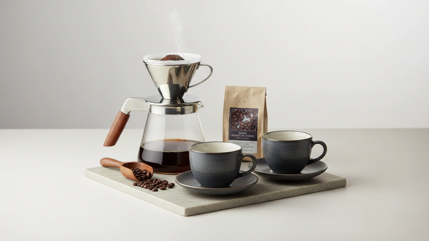 Kit de Café Gourmet com Xícaras de Cerâmica