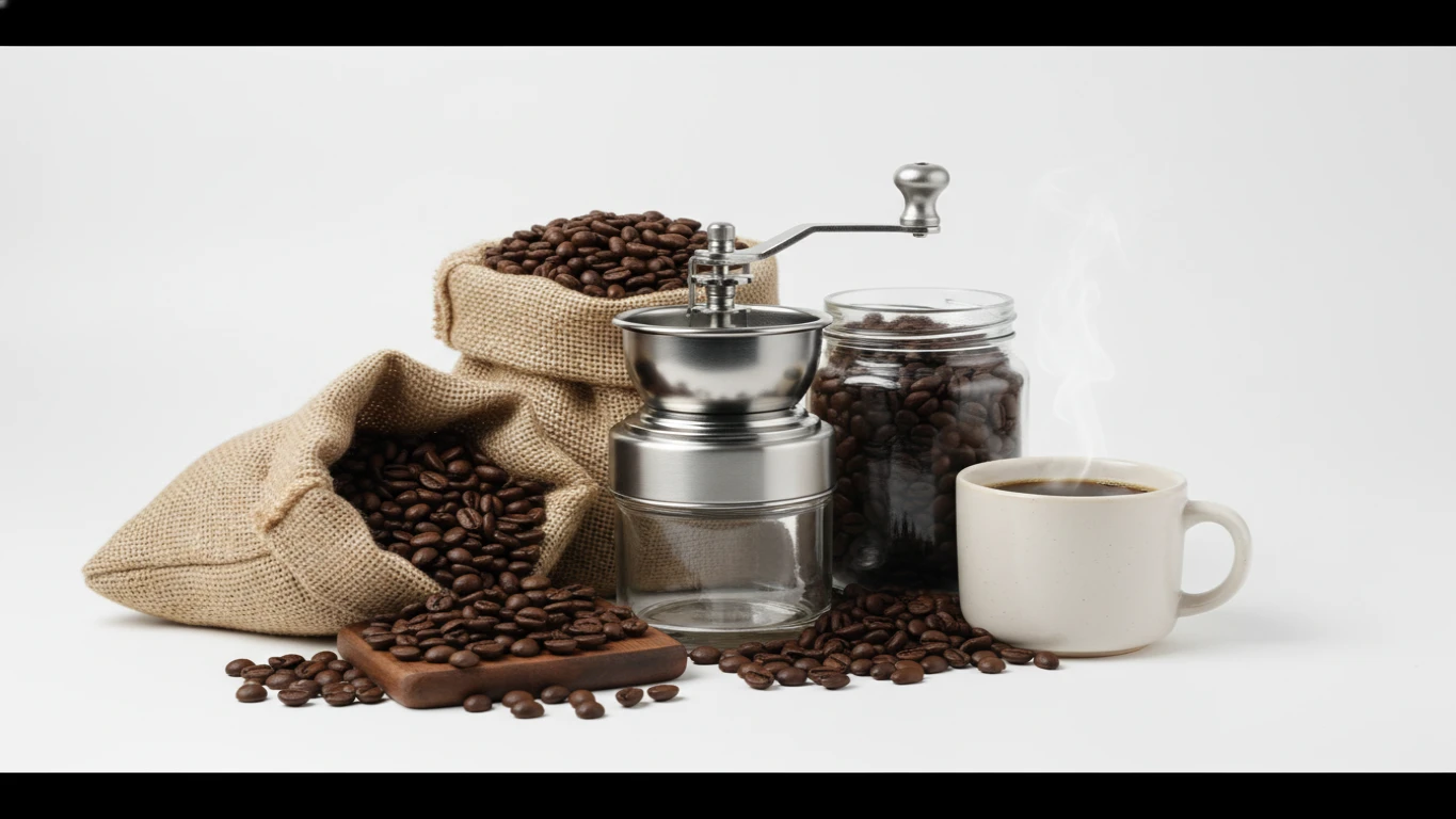 Kit de Café Gourmet em Grãos com Moedor