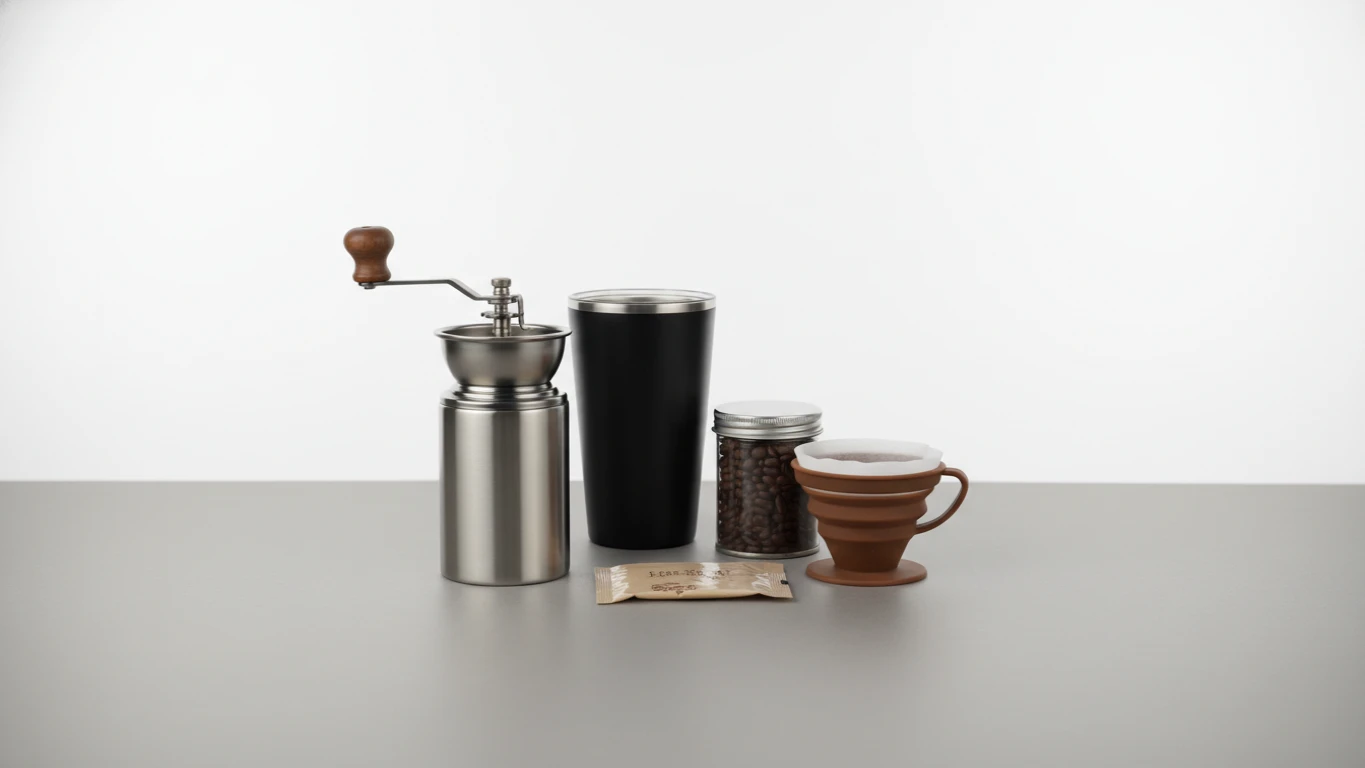 Kit de Café Gourmet para Viagem com Moedor