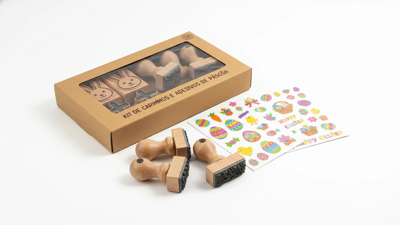 Kit de Carimbos e Adesivos de Páscoa