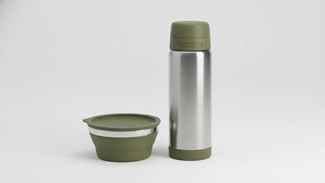 Kit de Garrafa Térmica e Tigela de Viagem