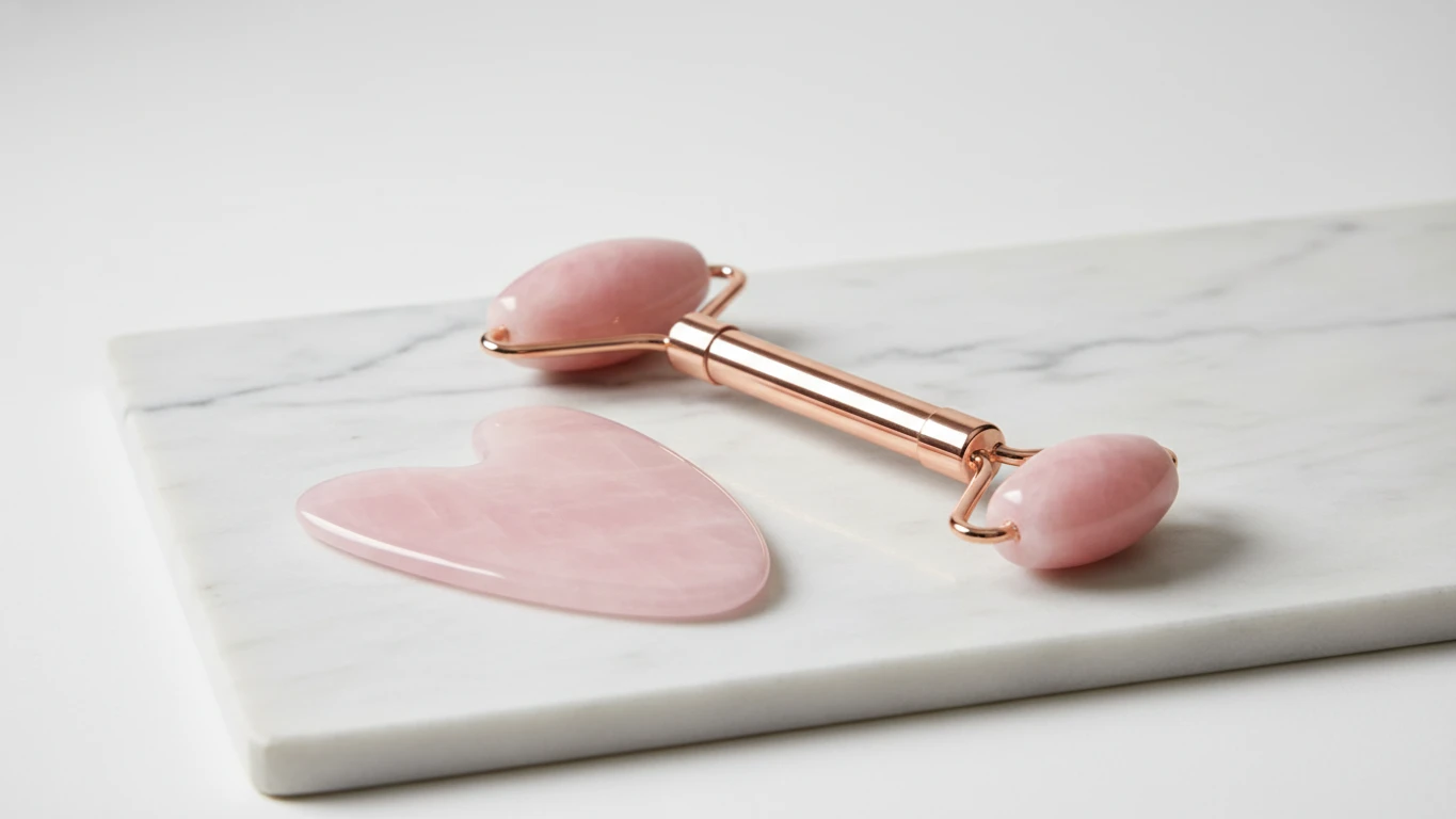 Kit de Gua Sha e Roller de Quartzo Rosa