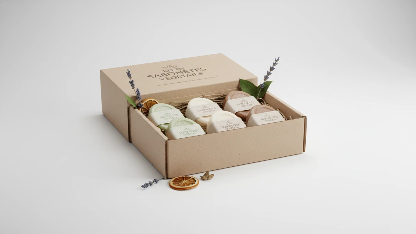 Kit de Sabonetes Vegetais em Caixa de Presente