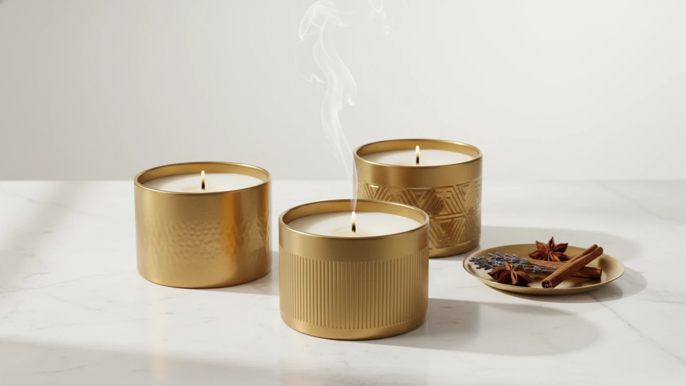Kit de Velas Aromáticas em Recipientes Metálicos