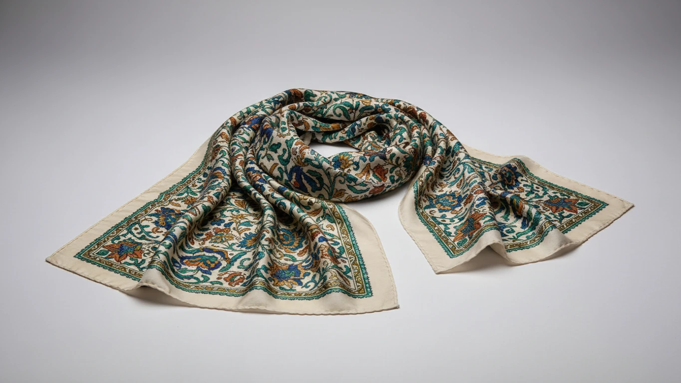 Lenço de Seda Estampado à Mão