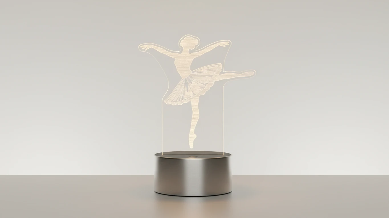 Luminária de Mesa 3D com Silhueta de Bailarina