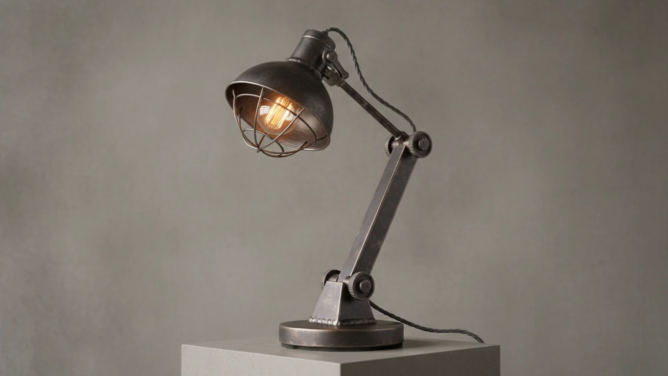 Luminária de Mesa Estilo Industrial em Metal