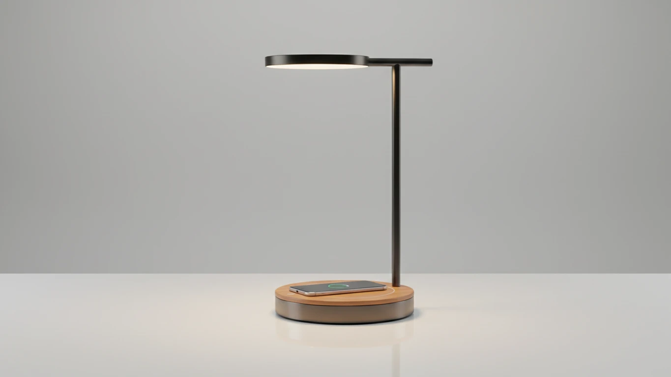 Luminária de Mesa com Base de Carregamento sem Fio