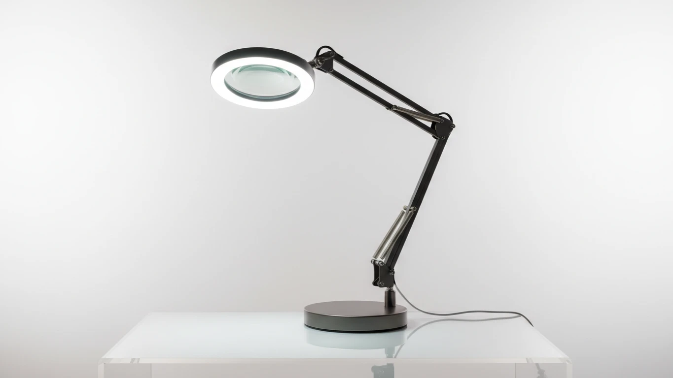 Luminária de Mesa com Lente de Aumento