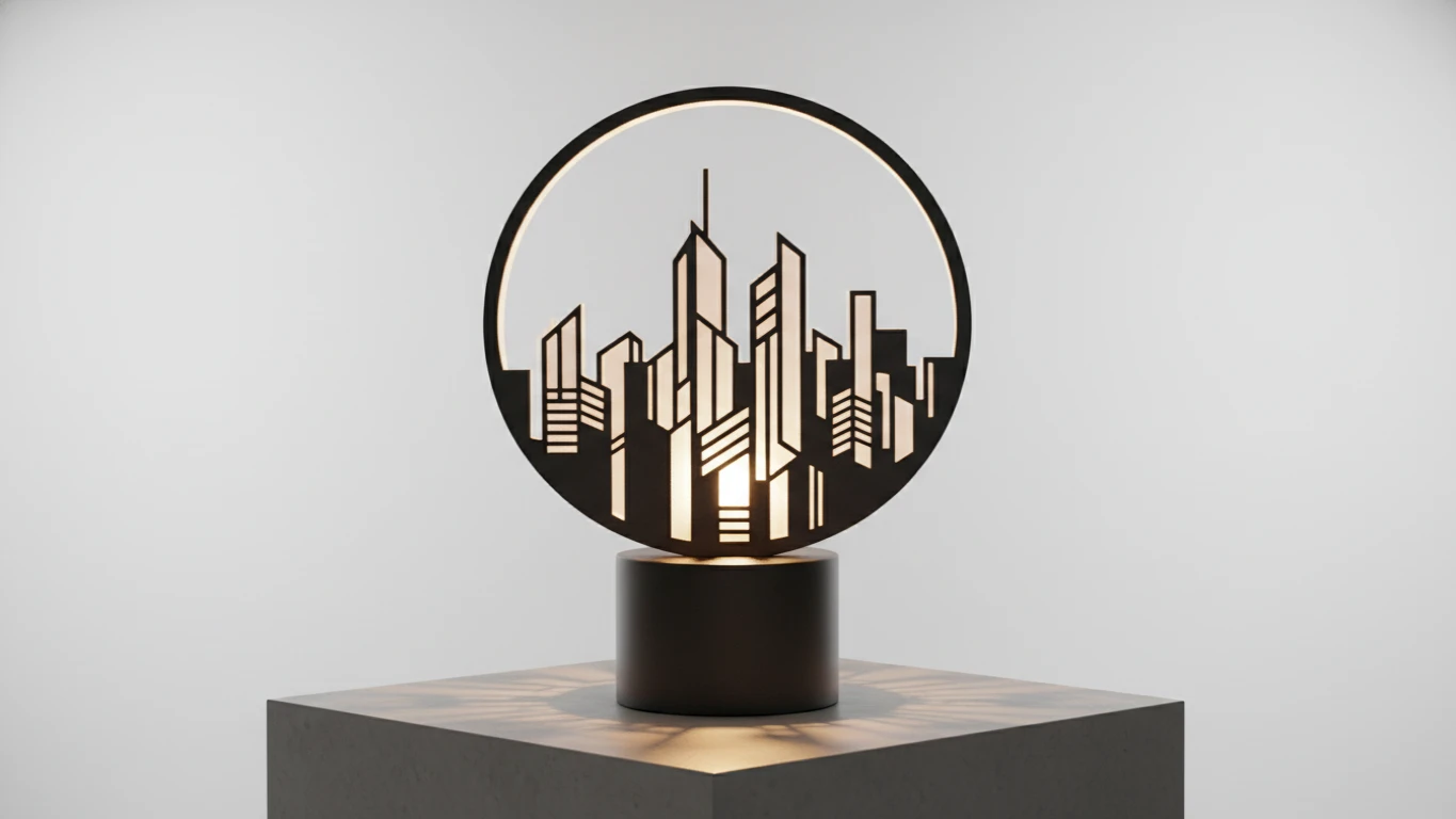 Luminária de Mesa com Silhueta Vazada