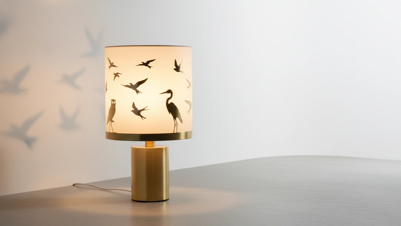 Luminária de Mesa com Silhueta de Aves