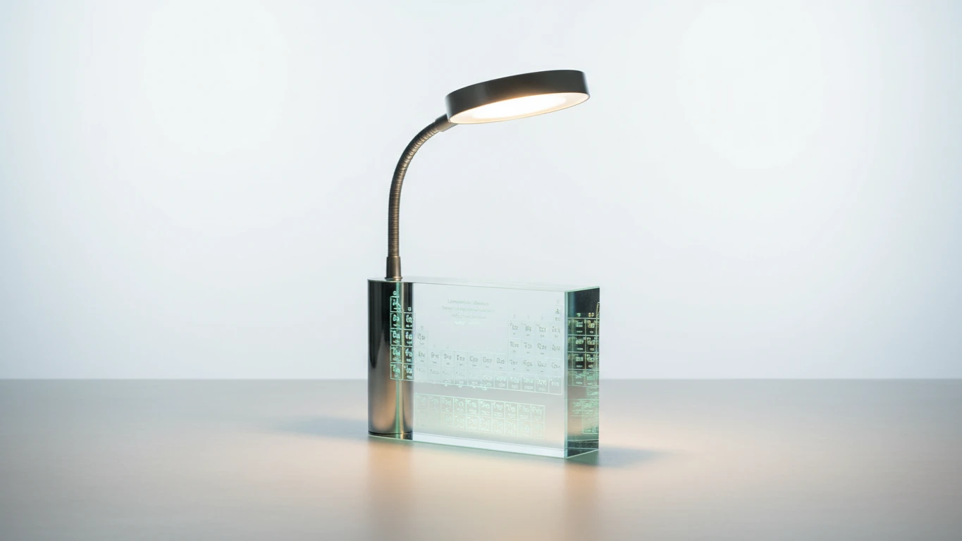 Luminária de Mesa com Tabela Periódica em Acrílico