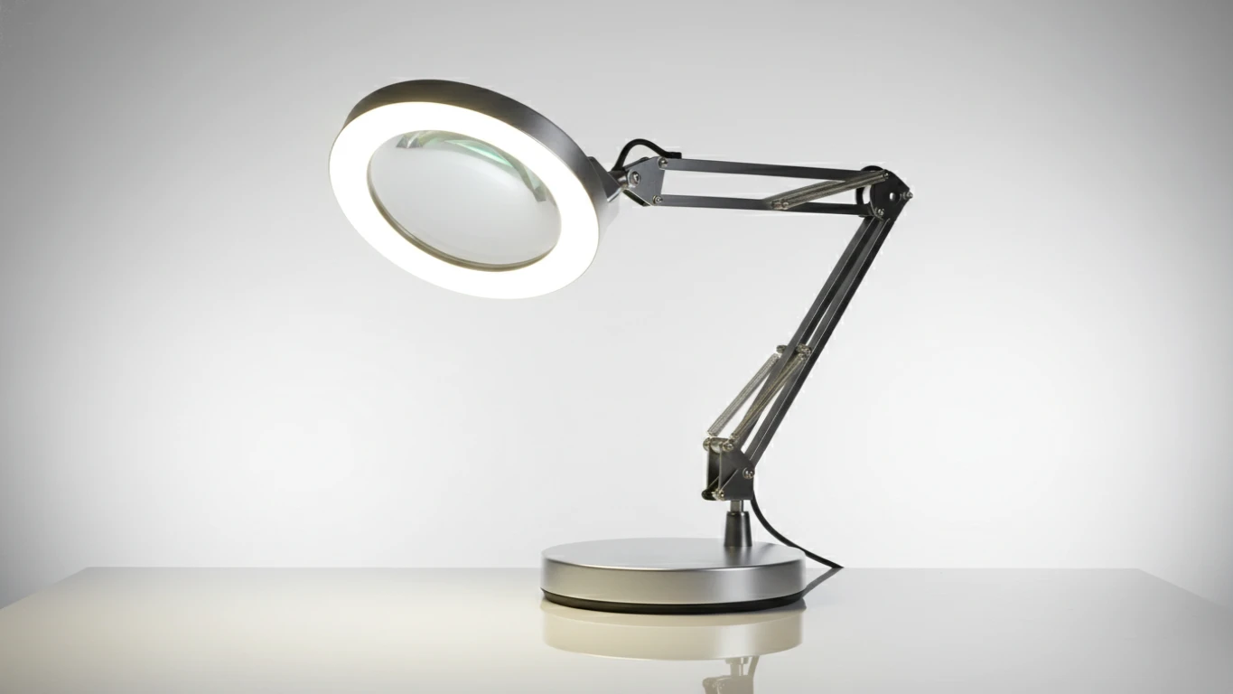Lupa de Mesa com Iluminação Circular