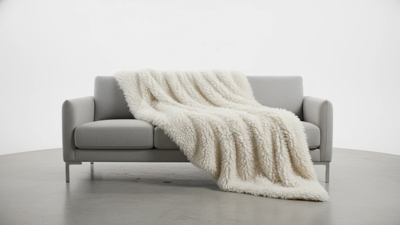 Manta de Sofá em Lã de Carneiro Sintética