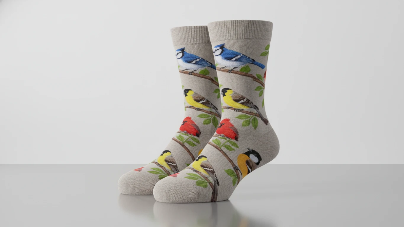Meias Divertidas com Estampa de Aves
