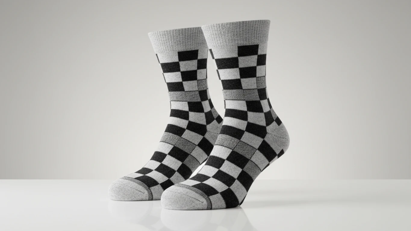 Meias Estampadas com Padrão de Tabuleiro