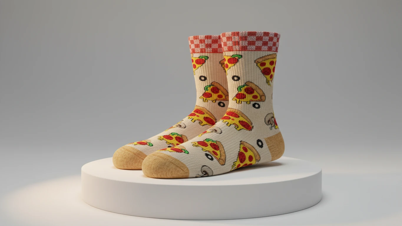 Meias Estampadas com Tema Pizza