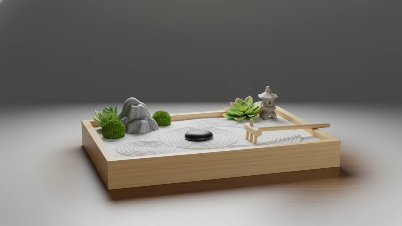 Mini Jardim Zen para Mesa de Escritório