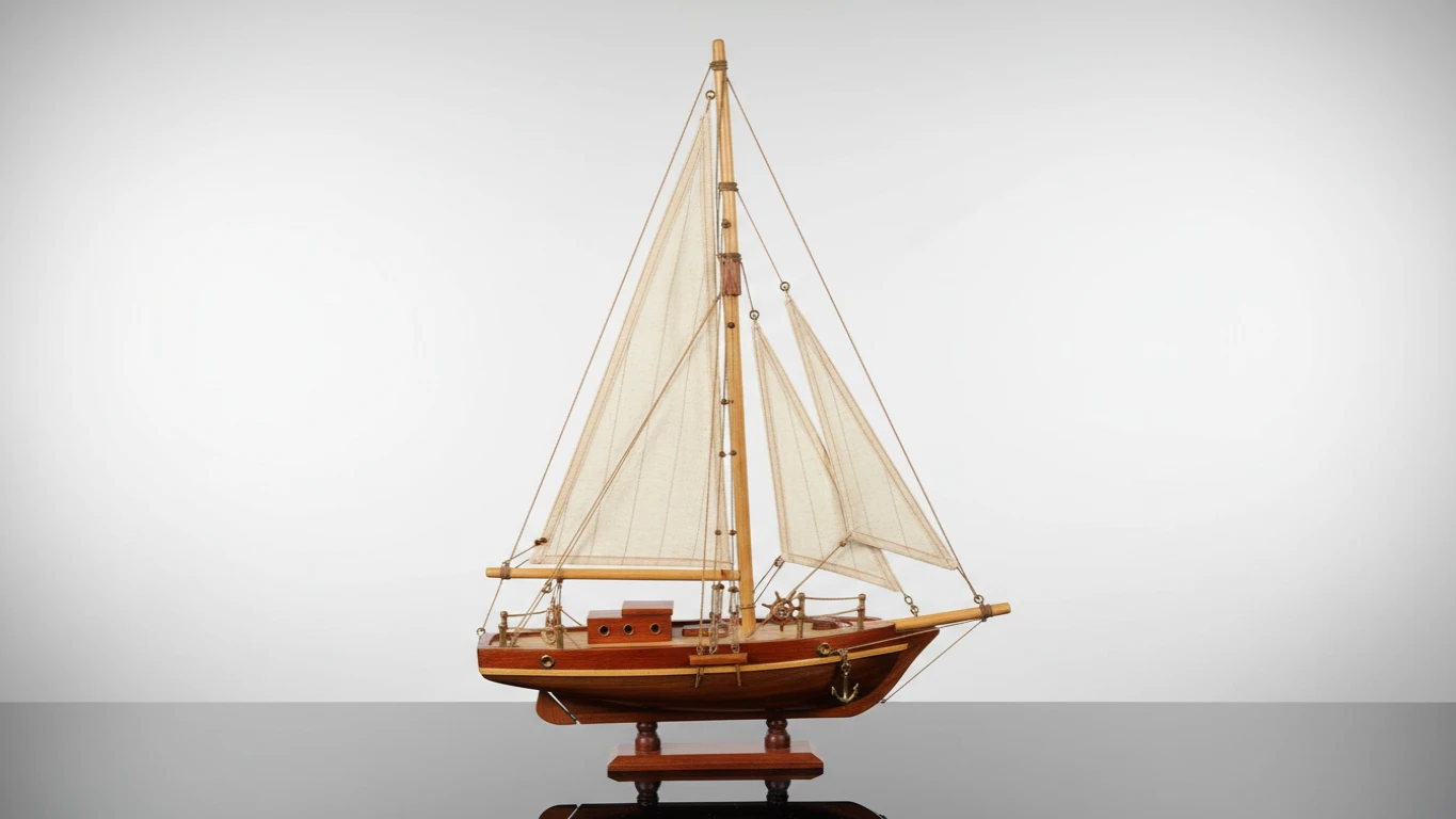 Miniatura de Veleiro Clássico em Madeira