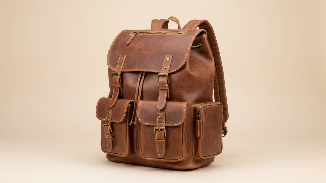 Mochila de Couro Genuíno Estilo Vintage