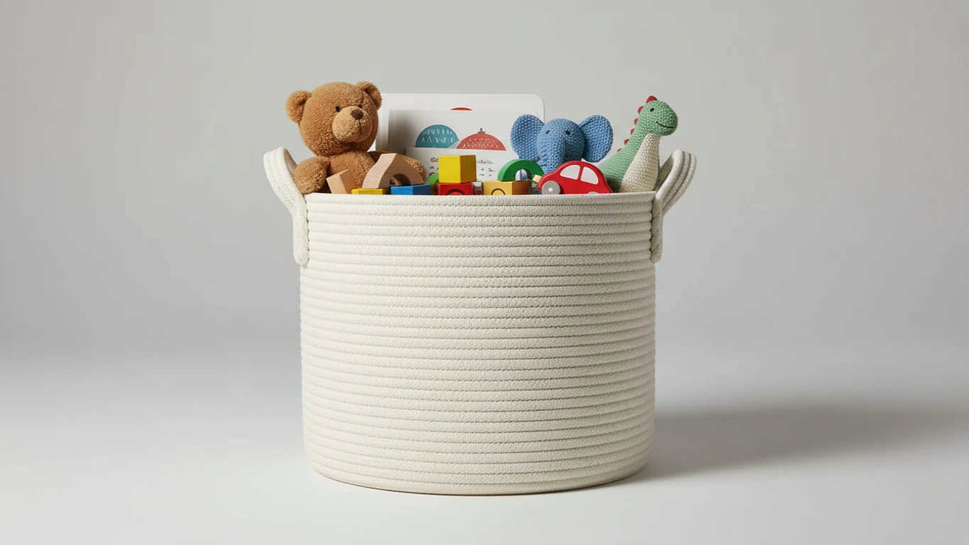 Organizador de Brinquedos em Cesto de Corda
