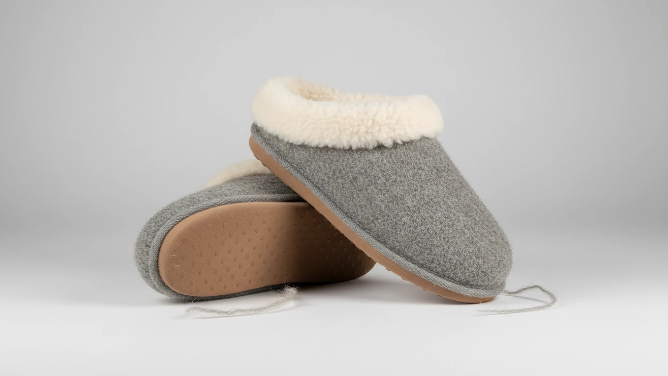 Pantufas de Lã Natural Forradas
