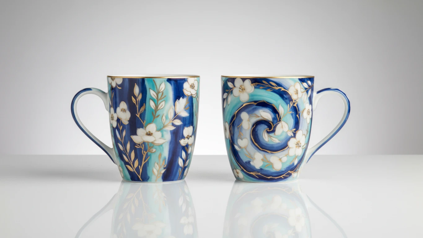 Par de Canecas de Porcelana Pintadas à Mão