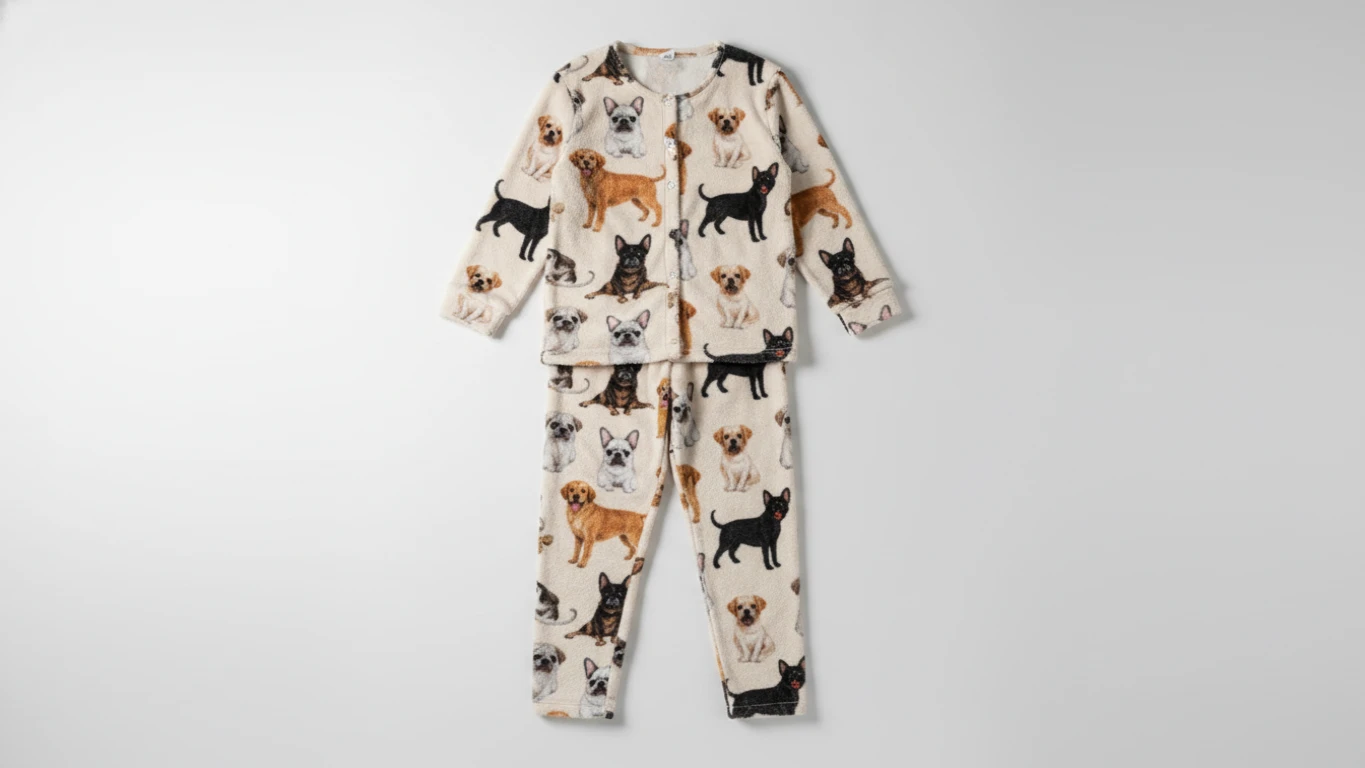 Pijama de Soft Estampado com Desenhos de Cães