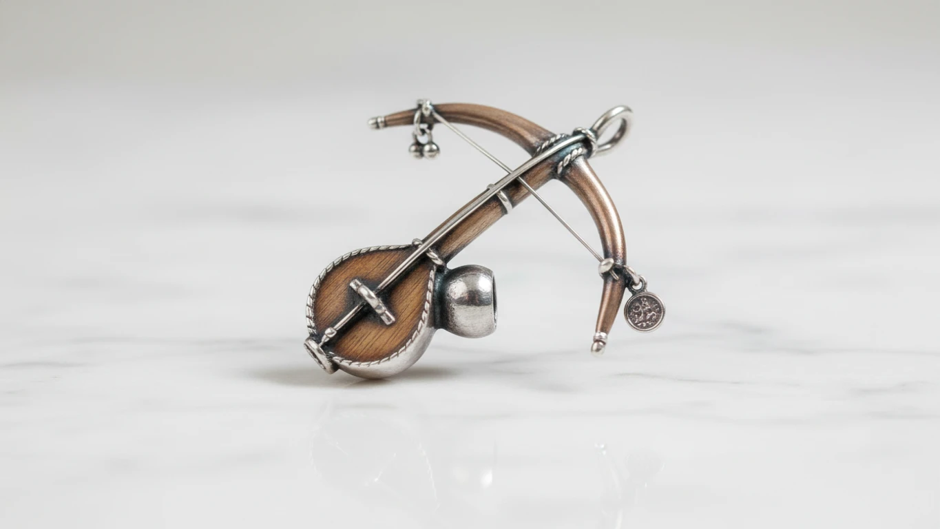 Pingente de Prata em Formato de Berimbau