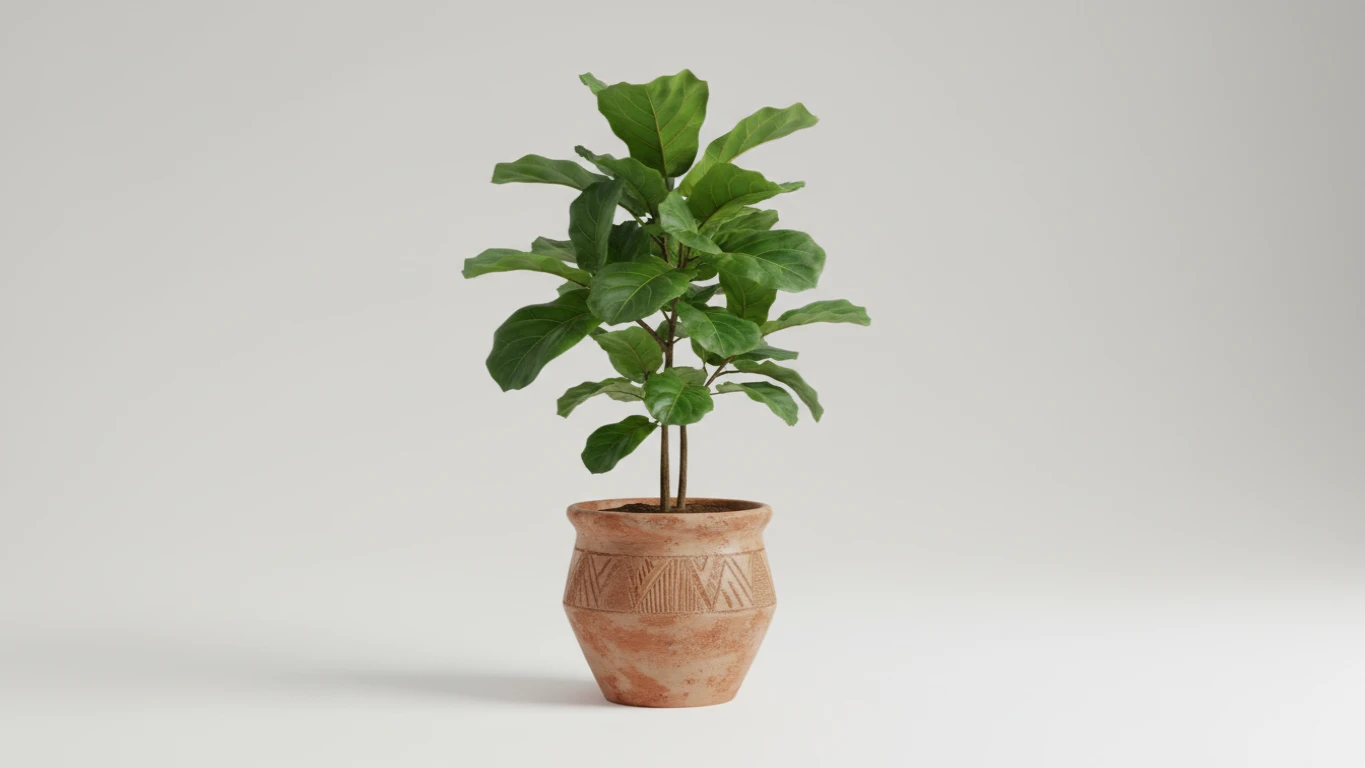 Planta Decorativa em Vaso de Cerâmica Artesanal