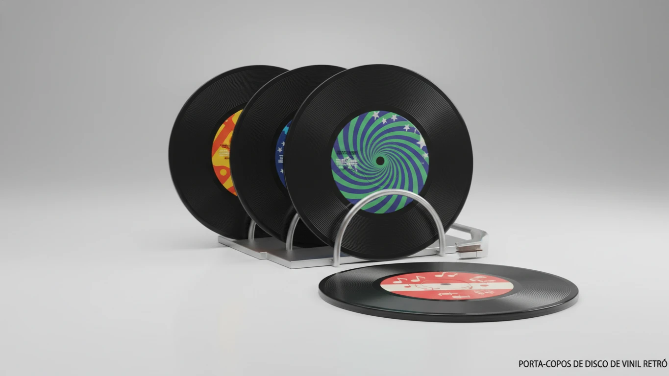 Porta-Copos de Disco de Vinil Retrô