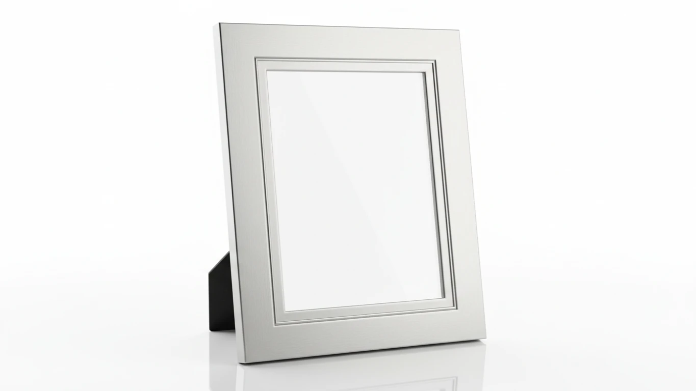 Porta-Retrato de Prata com Detalhes Minimalistas