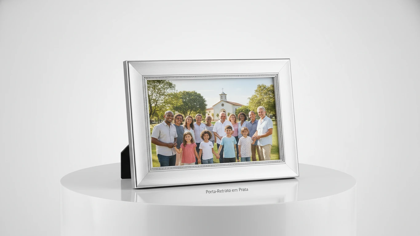 Porta-Retrato em Prata com Foto da Comunidade