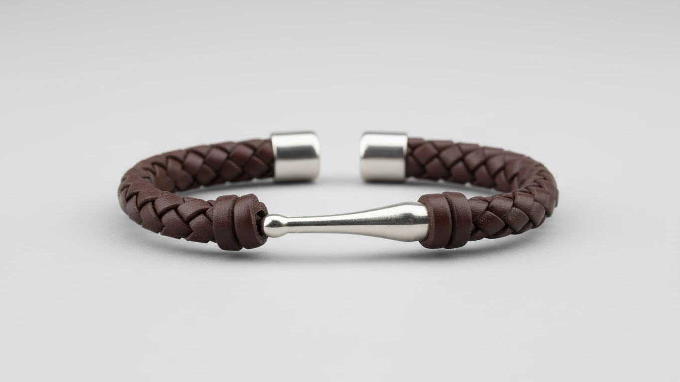 Pulseira de Couro com Detalhe de Baqueta