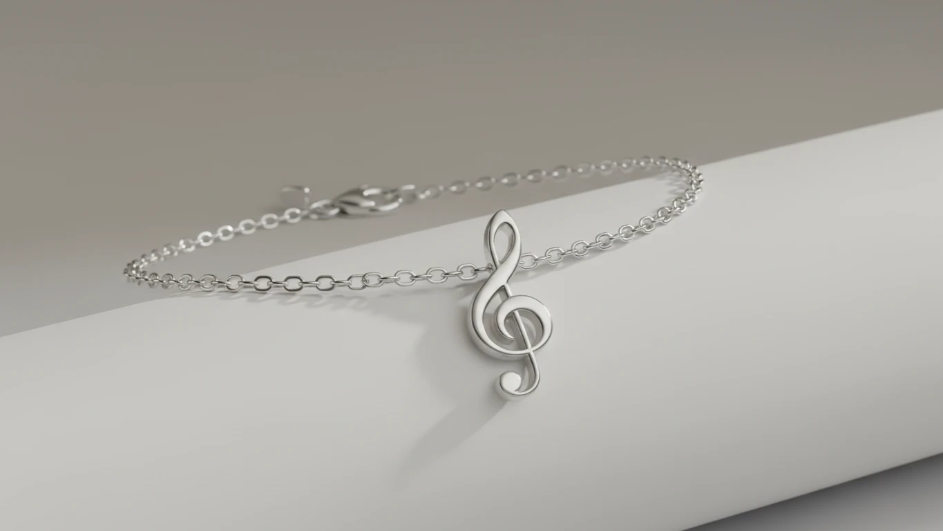 Pulseira de Prata com Pingente Clave de Sol