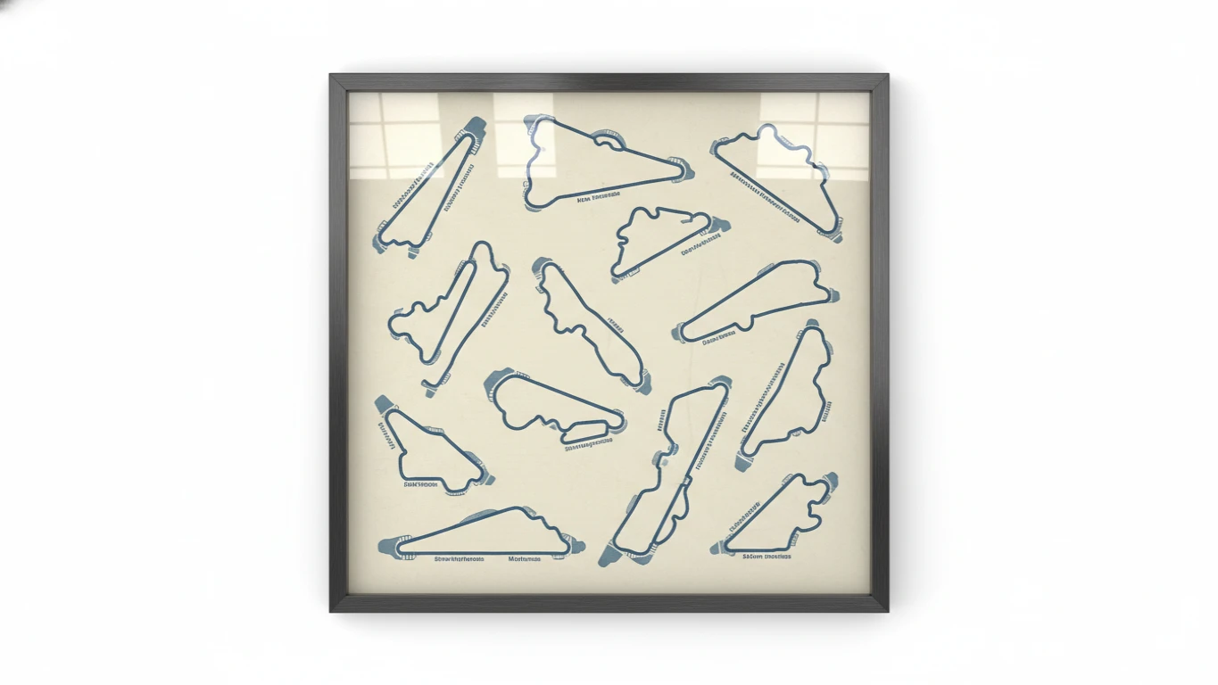 Quadro Decorativo com Mapa de Pistas de GP