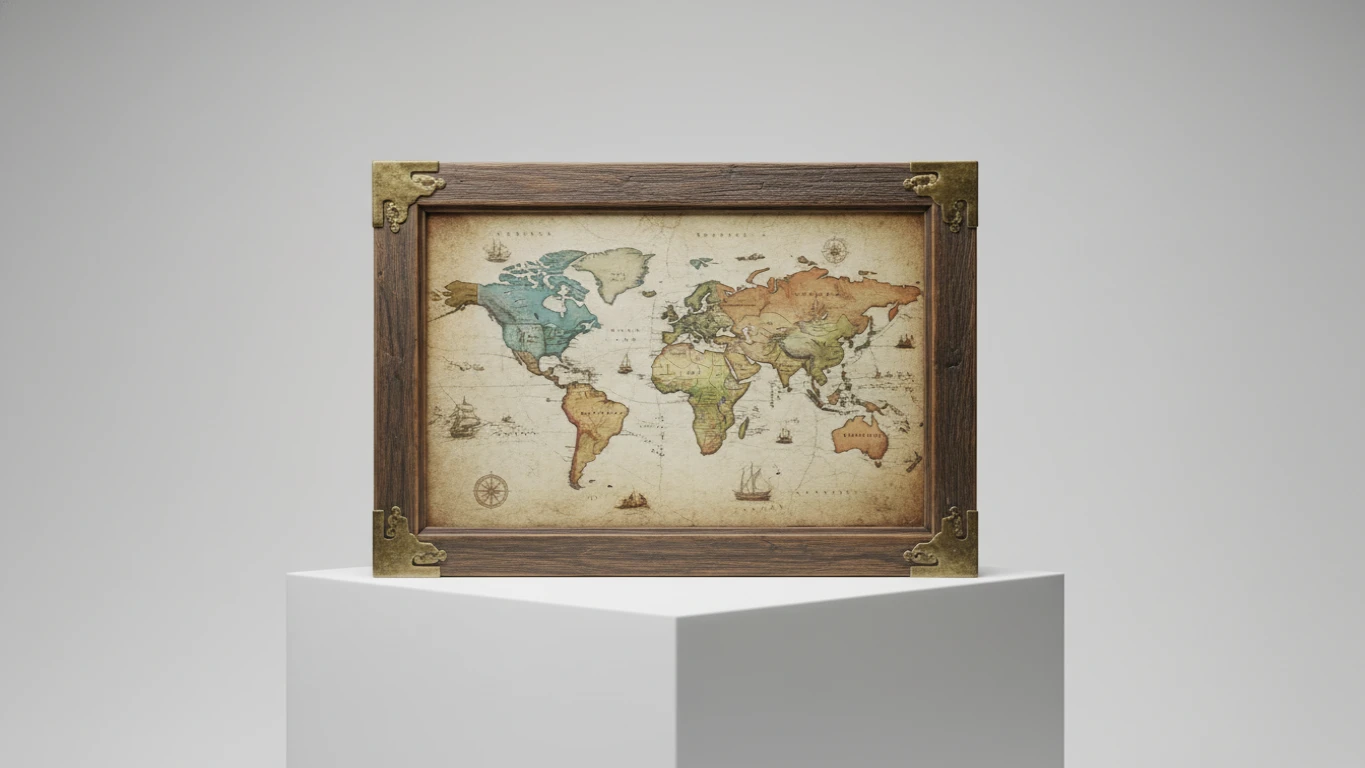 Quadro Decorativo de Mapa-Múndi Vintage