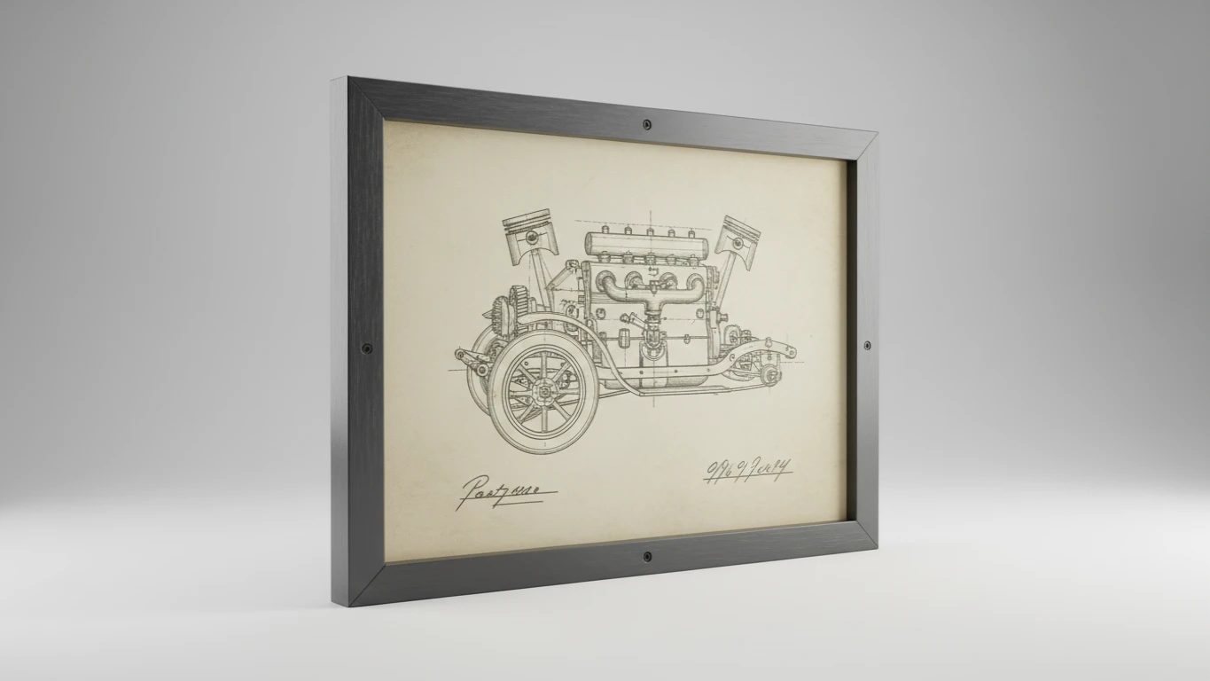 Quadro Decorativo de Patente Automotiva