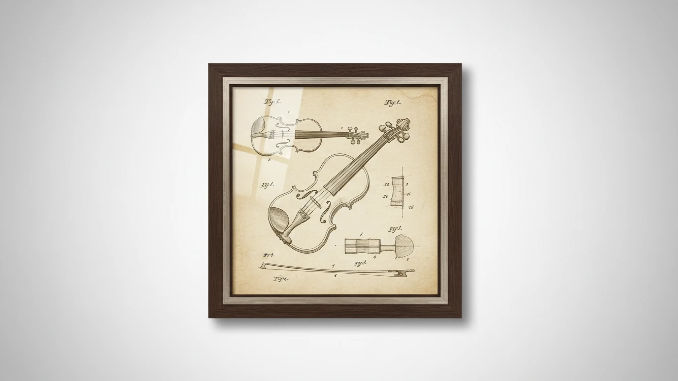Quadro Decorativo de Patente de Violino