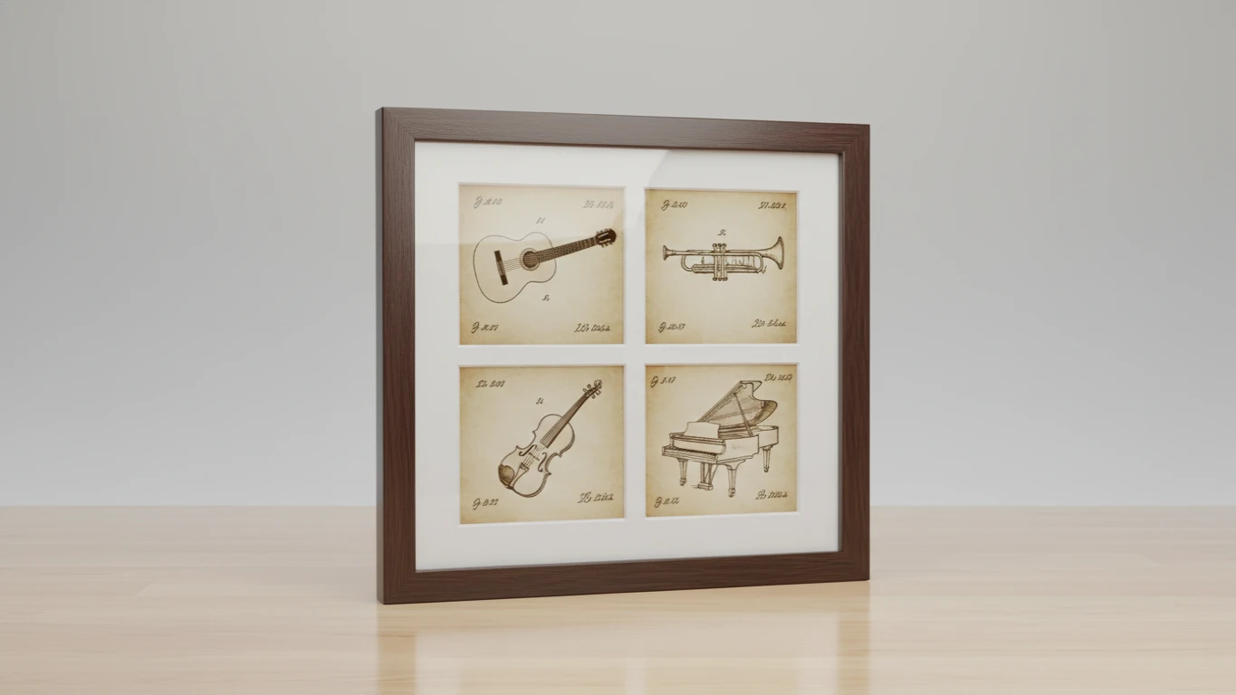 Quadro Decorativo de Patentes de Instrumentos